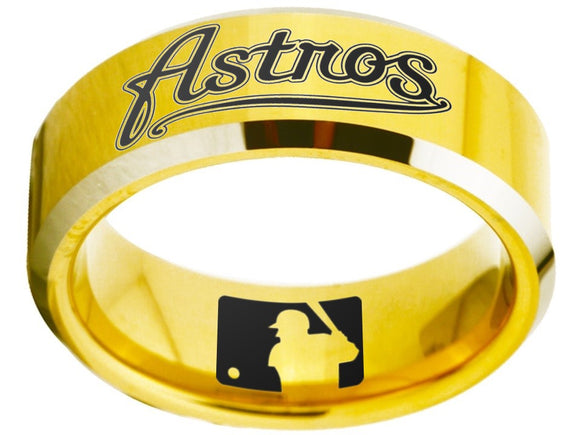 Houston Astros Ring Gold Ring 8mm Tungsten Ring #mlb #astros