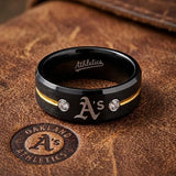 Oakland A's Ring | Black & Gold CZ | Customizable