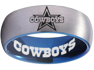 NFL Dallas Cowboys Silver and Blue Ring - Dallas Cowboys Football Team Jewelry
