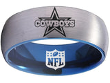 Dallas Cowboys Ring Silver and Blue Ring 8mm Tungsten Ring #cowboys