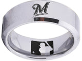 Milwaukee Brewers Ring Silver ring 8mm Tungsten Ring #mlb #brewers