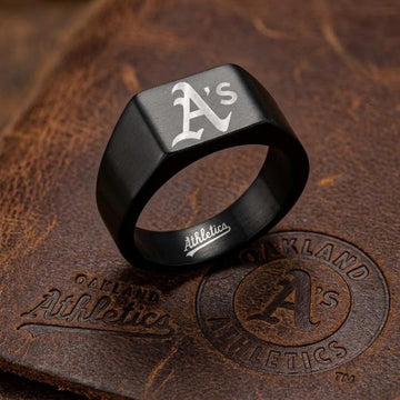 Oakland A's Ring | Black Signet Ring | Customizable