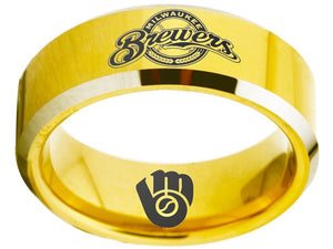 Milwaukee Brewers Ring Gold Ring 8mm Tungsten Ring #mlb #brewers