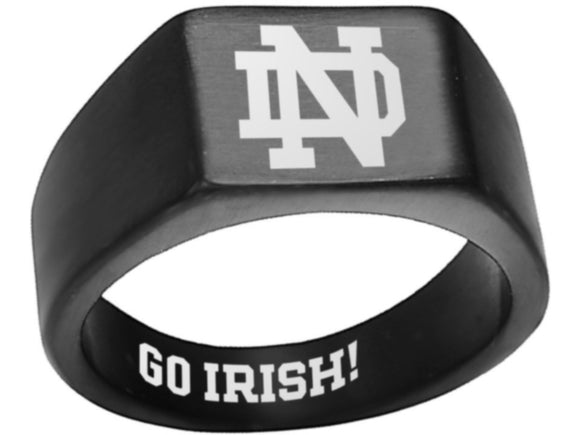 Notre Dame Ring Black & Silver Titanium Steel Ring #notredame #fightingirish
