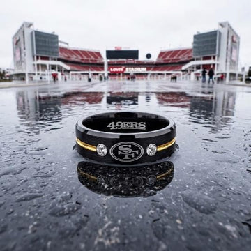 San Francisco 49ers Ring | Black & Gold CZ | Customizable