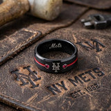 NY Mets Ring | Black & Red CZ | Customizable