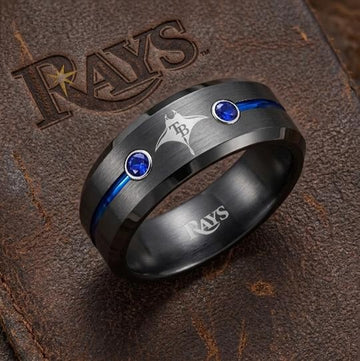 Tampa Bay Rays Ring | Black & Blue CZ | Customizable