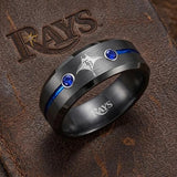 Tampa Bay Rays Ring | Black & Blue CZ | Customizable