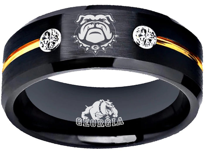 Georgia Bulldogs Ring | Black & Gold Wedding Band | Sizes 6 - 13