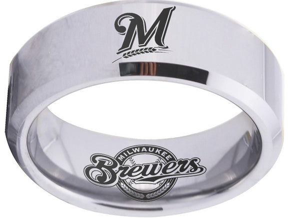 Milwaukee Brewers Ring Silver ring 8mm Tungsten Ring #mlb #brewers