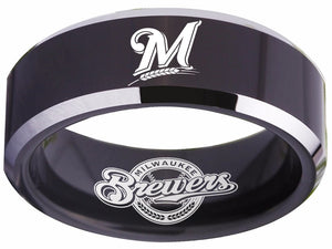 Milwaukee Brewers Ring black ring 8mm Tungsten Ring #mlb #brewers