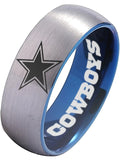 Dallas Cowboys Ring Silver and Blue Ring 8mm Tungsten Ring #cowboys