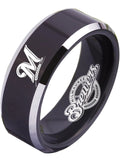 Milwaukee Brewers Ring black ring 8mm Tungsten Ring #mlb #brewers