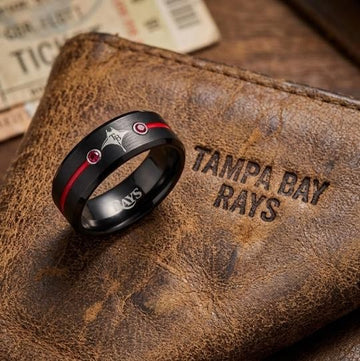 Tampa Bay Rays Ring | Black & Red CZ | Customizable