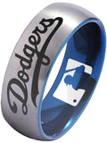 LA Dodgers Ring Silver and Blue Ring 8mm Tungsten Ring #mlb #dodgers
