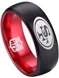 San Francisco 49ers Ring Black & Red Ring 8mm Tungsten Ring #49ers