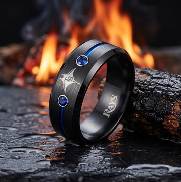 Tampa Bay Rays Ring | Black & Blue CZ | Customizable