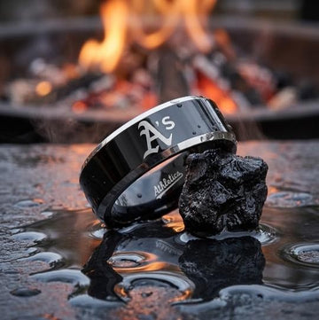 Oakland A's Ring | Black & Silver | Customizable