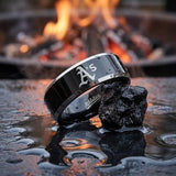 Oakland A's Ring | Black & Silver | Customizable
