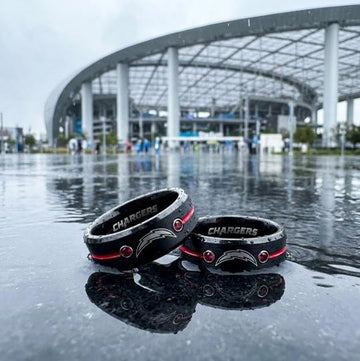LA Chargers Ring | Black & Red CZ | Customizable