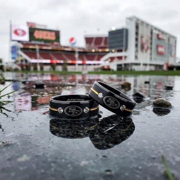 San Francisco 49ers Ring | Black & Gold CZ | Customizable