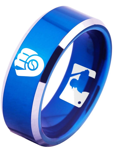 Milwaukee Brewers Ring blue ring 8mm Tungsten Ring #mlb #brewers