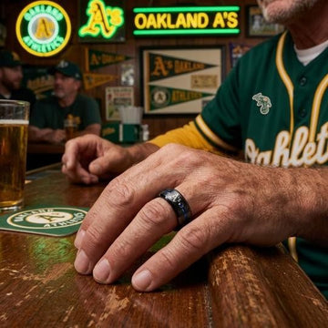 Oakland A's Ring | Black & Blue CZ | Customizable