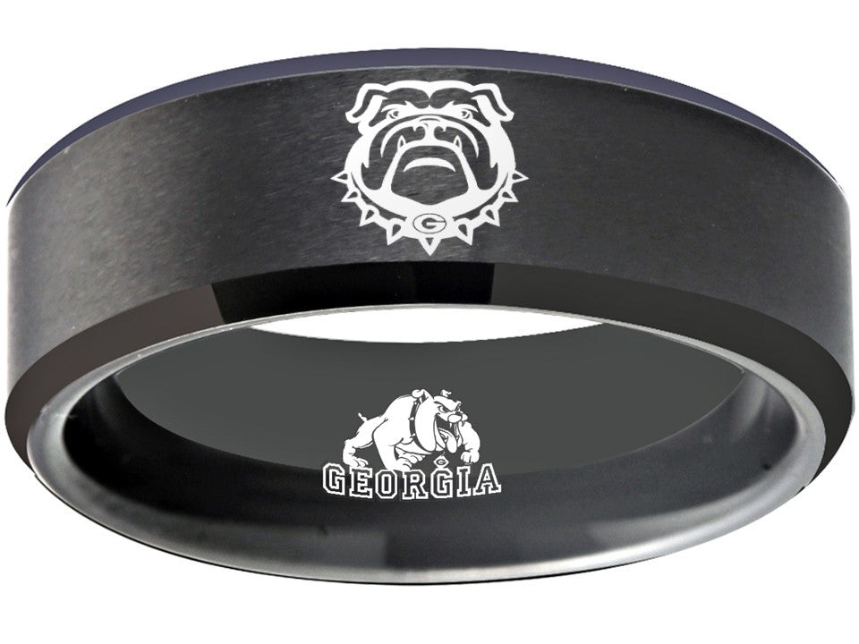 Georgia Bulldogs Ring Matte Black Wedding Band | Sizes 6-13 – Exclusive ...