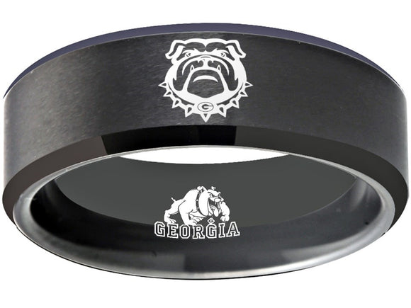 Georgia Bulldogs Ring Matte Black Wedding Band | Sizes 6 - 13 #uga #dawgs #georgia