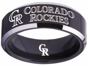 Colorado Rockies Ring Black logo Ring Wedding Ring #coloradorockies #mlb