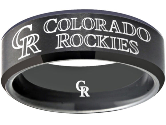 Colorado Rockies Ring matte Black logo Ring Wedding Ring #coloradorockies #mlb