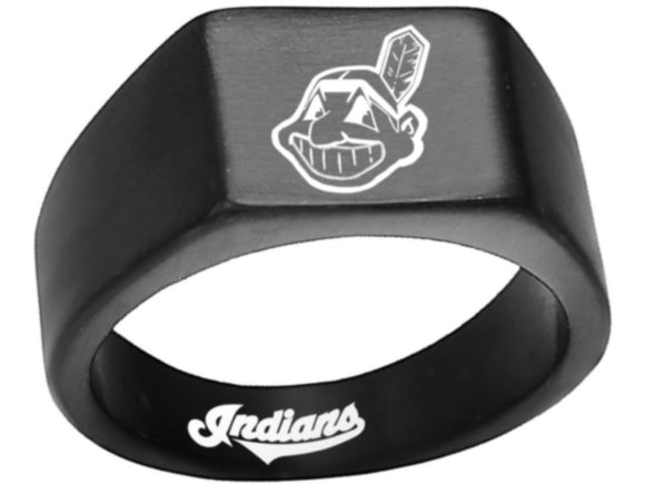Cleveland Baseball Team Ring matte black logo Ring #chiefwahoo #mlb