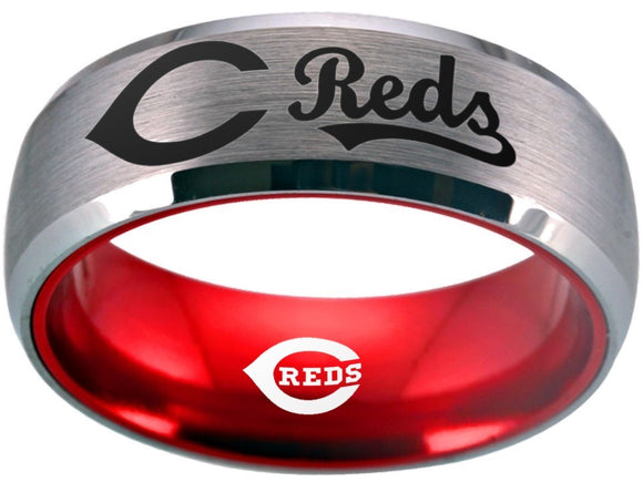 Cincinnati Reds Ring Silver & Red logo Ring #reds #mlb