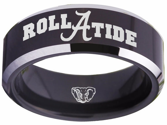 Alabama Ring Crimson Tide Ring Wedding Ring 8mm BlackTungsten Ring #alabama #rolltide