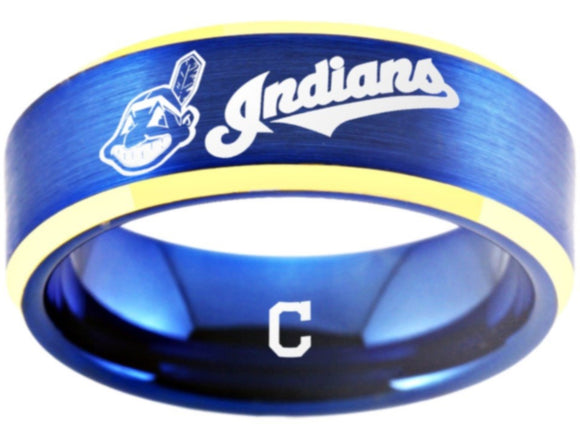Cleveland Baseball Team Ring matte Blue & Gold logo Ring #chiefwahoo #mlb