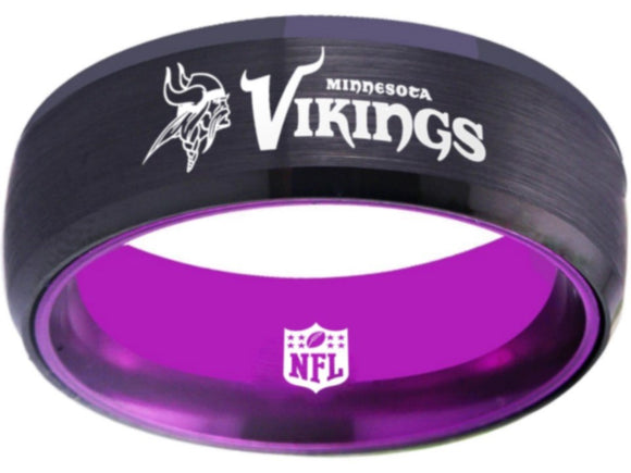 Minnesota Vikings Ring 8mm Black & Purple Tungsten Ring #vikings