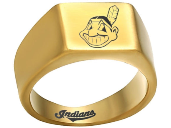 Cleveland Baseball Team Ring matte gold logo Ring #chiefwahoo #mlb