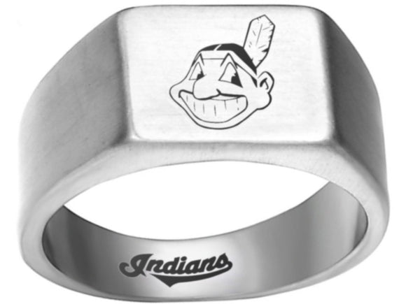 Cleveland Baseball Team Ring matte silver logo Ring #chiefwahoo #mlb