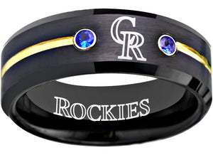 Colorado Rockies Ring Black Gold Blue CZ Ring Wedding Ring #coloradorockies #mlb