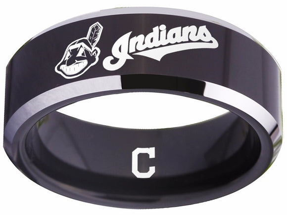 Cleveland Baseball Team Ring Black logo Ring Wedding Ring #chiefwahoo #mlb