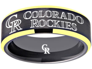 Colorado Rockies Ring matte Black & Gold logo Ring Wedding Ring #coloradorockies #mlb