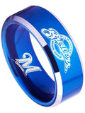 Milwaukee Brewers Ring blue ring 8mm Tungsten Ring #mlb #brewers