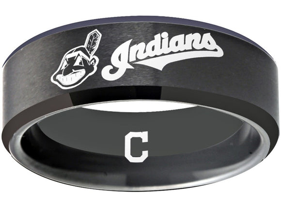 Cleveland Baseball Team Ring matte Black logo Ring #chiefwahoo #mlb