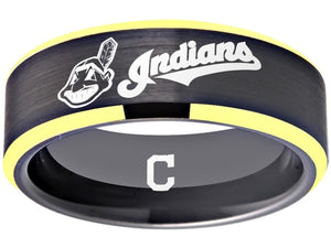 Cleveland Baseball Team Ring matte Black & Gold logo Ring #chiefwahoo #mlb