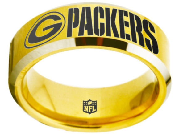 Green Bay Packers Logo Ring Gold and Silver Custom Wedding Ring #packers #nfl
