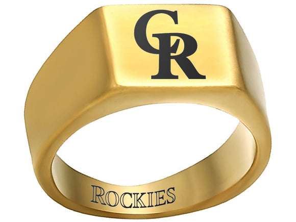 Colorado Rockies Ring Gold & Black Titanium Steel Ring #coloradorockies #mlb