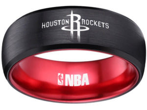 Houston Rockets Logo Ring NBA Ring 8mm Black and Red Ring #nba #rockets