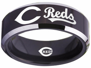 Cincinnati Reds Ring Black & Silver logo Ring #reds #mlb
