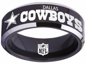 NFL Dallas Cowboys Black and Silver Ring - Dallas Cowboys Football Team Jewelry