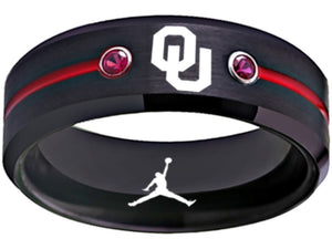 Oklahoma Sooners Ring OU Air Jordan Logo Black and Red Ring CZ #sooners